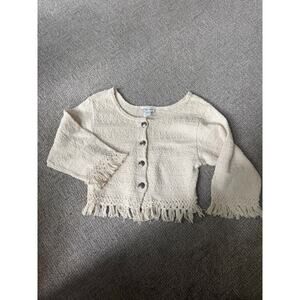 Glory USA cotton patterned fringe cropped shirt M